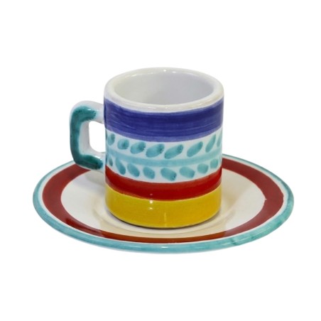 Cylindrical Coffee Cup with Saucer Selinunte Ceramiche De Simone Cylindrical Coffee Cup with Saucer Selinunte Ceramiche De Simone